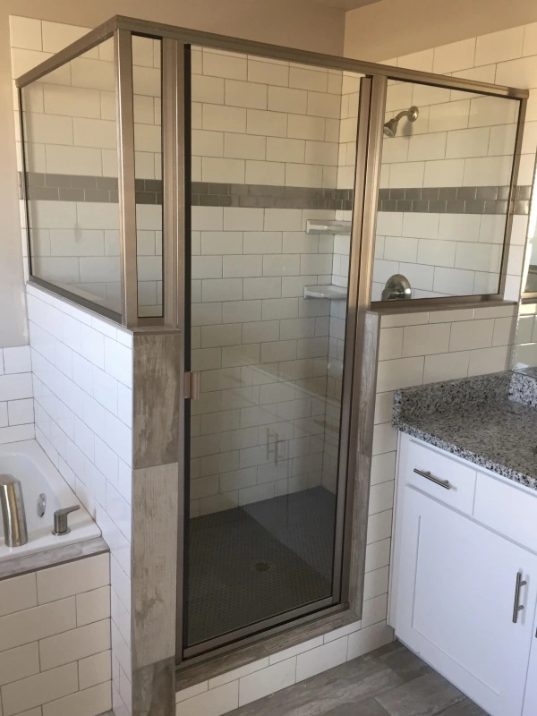 Fourth example of a semi-frameless shower door.